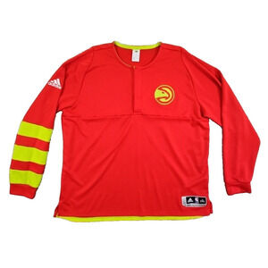 Men's Atlanta Hawks Adidas Red 2016 On-Court Warm Up Quarter Snap Size 2XL